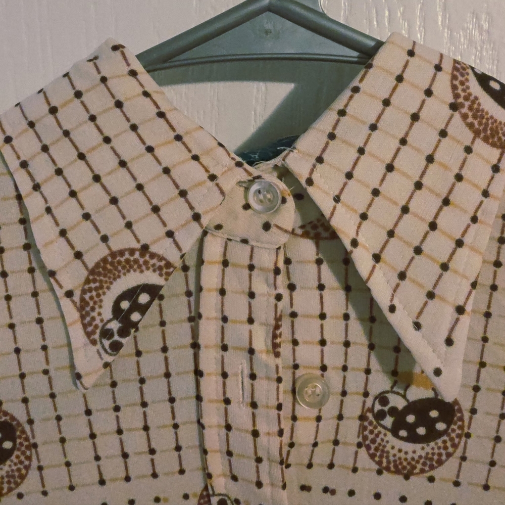 1970's Mushroom Print Dagger Collar - Picture 3 of 5